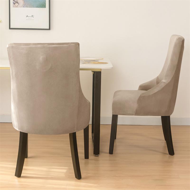 Soft Velvet Dining Chair Cover Stretch Small Arm Chair Covers Anti-Slip High Back Sloping Chairs Slipcovers For Banquet Home