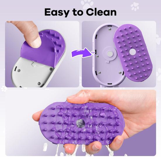Cat Steam Brush for Shedding Pet Spa Brush Self-Cleaning Pet Grooming Comb Foldable Massage Brush for Cats Dogs