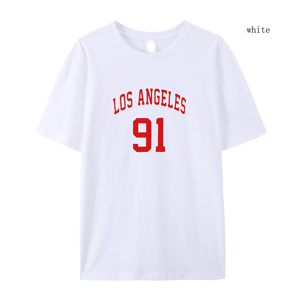 Women's T-Shirt Los Angeles 91 Usa City Letter Streetwear Summer Short sleeved T-shirt Oversize Short Sleeved T-shirt