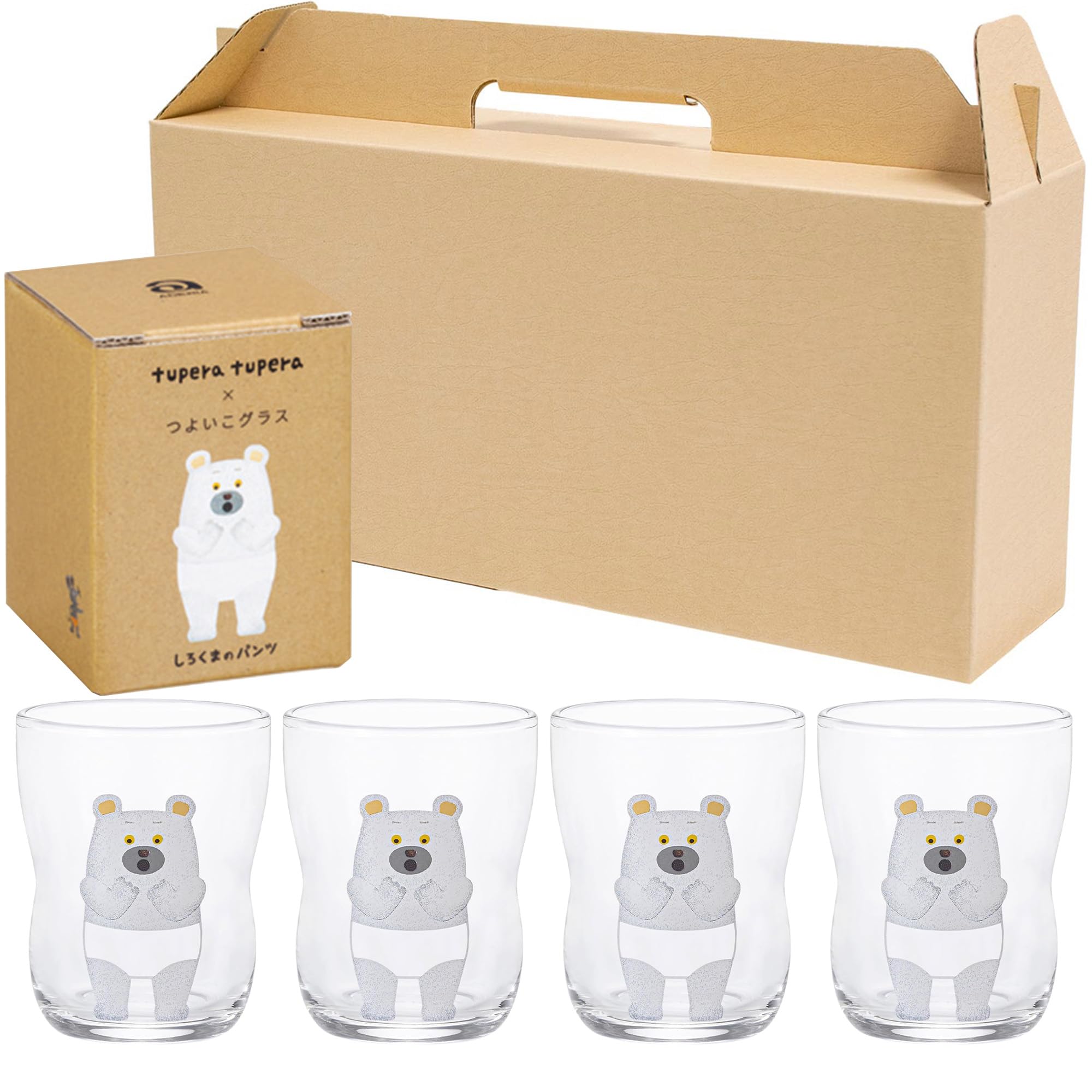 

Прочный детский стакан S Набор из 4 штанов с белым медведем в крафтовой коробке Сделано в Японии Прочная посуда tupera tupera Усиленное стекло Подарок на день рождения Подарок Легкий белый