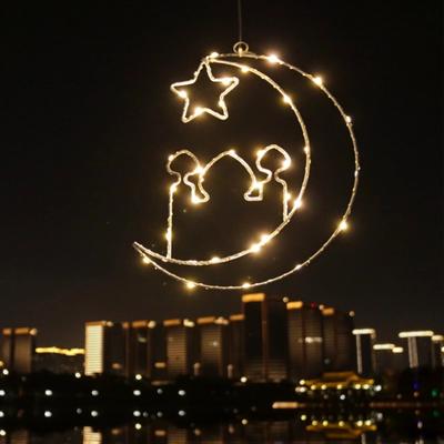 Stern Mond Palast Fensterlampe für Eid Ramadan Party Deko Zuhause Festival Feier Islamischer Feiertag Atmosphärenbeleuchtung