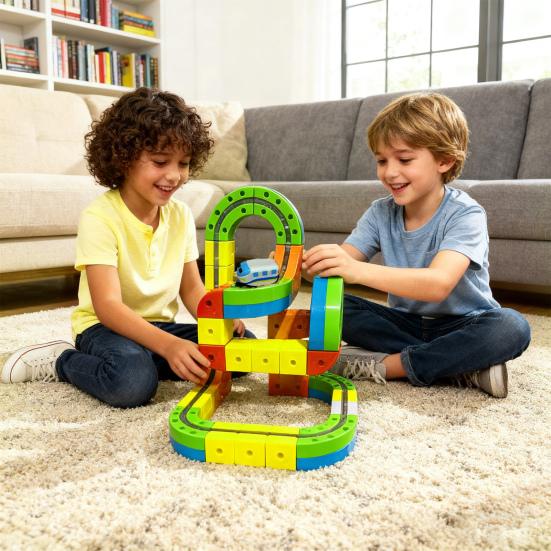 1 Set Magnetic Track Train Toy Kit Kids DIY Rail Building Gravity-Defying Electric Train Toy