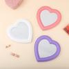 Tabletop Stand Mirror Heart Shape Design Stylish Cute Interior Wall Hanging Girls Makeup Compact Present [Queen-b] (Purple)