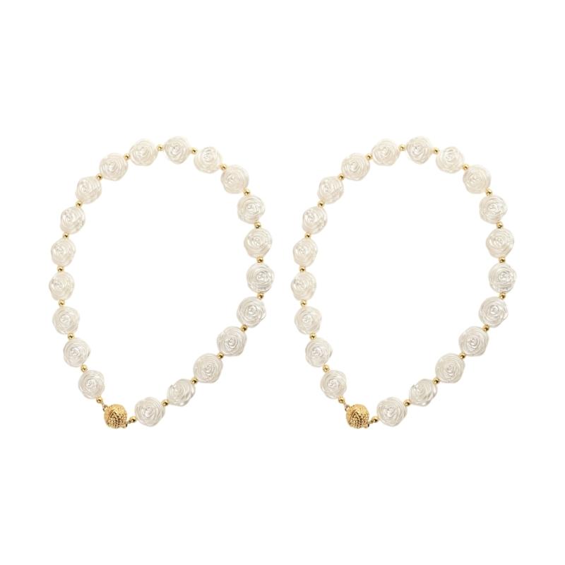 

2Pcs Elegant Magnetic Curtain Tieback French Rose Flower Beads No Drilling Window Drapery Holder Clip For Home Decors