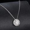 Sterling Silver Round Halo Moissanite Necklace, White Gold Plated Classic Elegant Necklace Engagement Jewellry Gift
