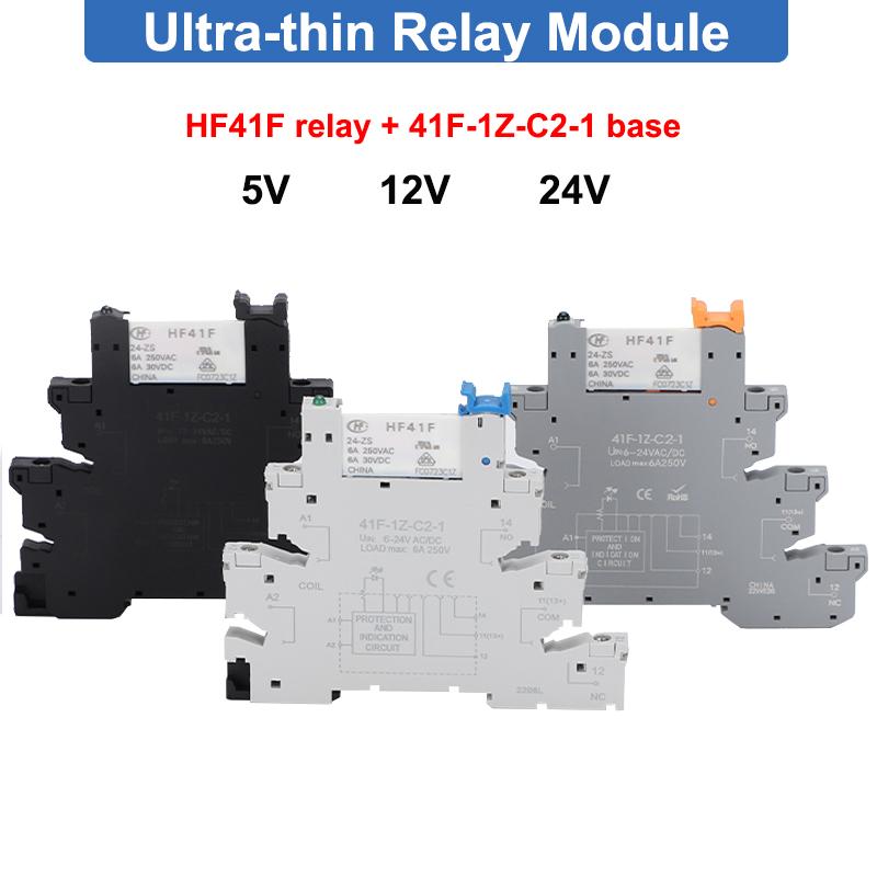 

6A 1CO Relay 41F-5-ZS 41F-12-ZS 41F-24-ZS 5V 12V 24V DIN Mount with LED High Frequen Utra-thin Slim/SSR Relay 24V Black color
