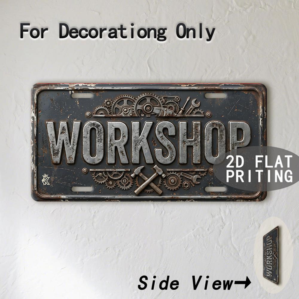 Vintage City Kitchen Garden Workshop Year Text Metal License Plate Sign Retro 2D Flat Printed Tin Plaque Wall Decor for Home B
