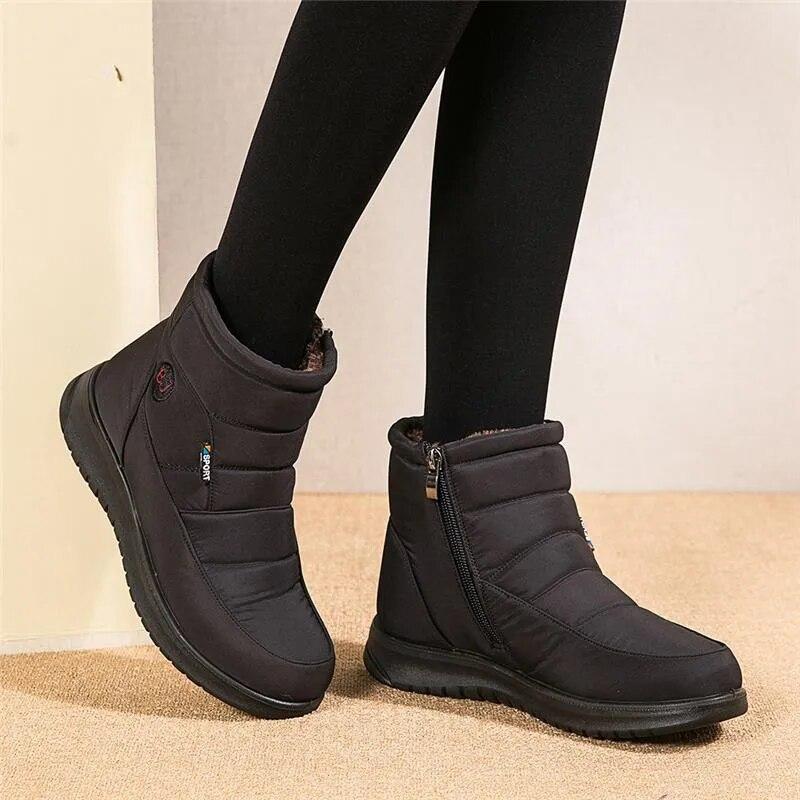 Women Boots Snow Fur Shoes Woman Zipper Platform Boots For Women Soft Ankle Boots Waterproof Plush Botas Mujer Winter Shoes