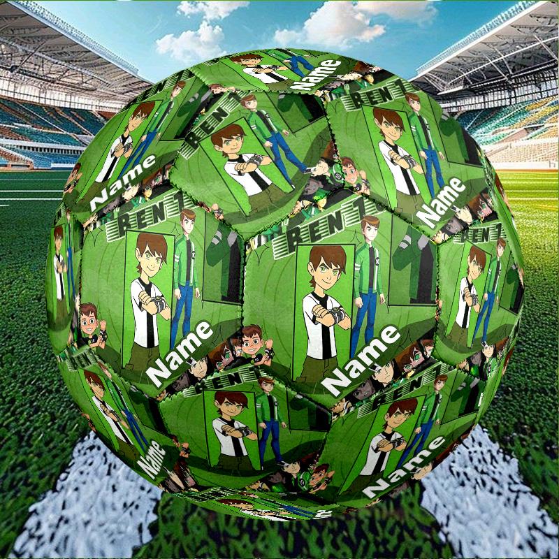 Custom Name Personalized Ben 10 Cartoon Print Size 5 Soccer Ball Training & Match Football, for Team, Kicking, Gift for Football