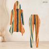 Women Plus Size Hooded Long Sleeve Printed High Low Top Fitted Pants Two Piece Set