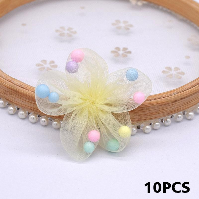 

10PCS Garment Accessories Lace Flowers DIY Clothing Making Mesh Material Cute Colorful Ball Design Exquisite 4.5x4.5cm жёлтый