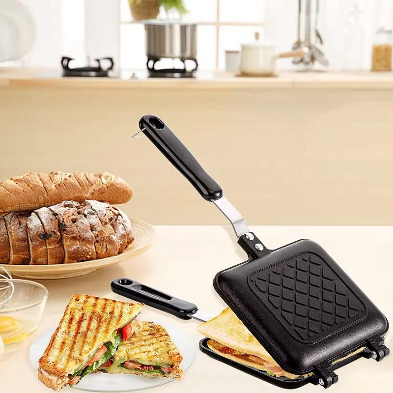 Double-Sided Frying Pan,Non-Stick Grilled Sandwich and Panini Maker, Waffle Pancake Griddle Pan Kitchen Tortillas Sandwich Maker