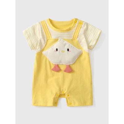 2025 New Style Girls' Pure Cotton Short-Sleeve Romper Newborn Baby Summer Thin One-Piece Crawling Suit Infant Duckling Summer Outfit