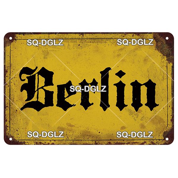 [SQ-DGLZ] Vintage Retro Achtung Berlin Tin Sign Metal Sign Shop Plate Home Bar Wall Sticker Decoration Plaque Poster Decor Gift