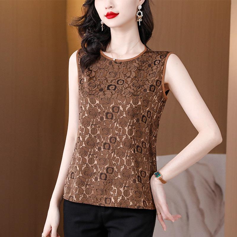 

Повседневный женский внешний топ с жаккардовым узором Rose Retro с круглым вырезом для мамы 4XL