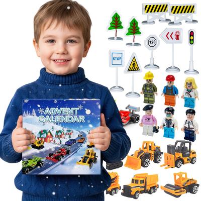 Cars Advent Calendar 2025 with Alloy Racing Cars Engineering Vehicles Christmas Countdown Calendar Gifts for Boys Kids