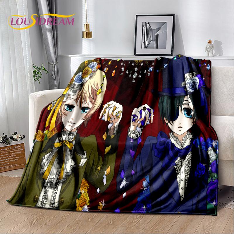 Cartoon Black Butler Anime 3D deka, měkká deka pro domácí ložnici pohovka pohovka piknik cestovní kancelářská přikrývka deka pro děti