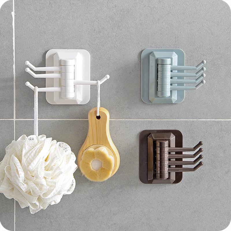 

3pcs Multi Purpose Rotary Hook Strong Adhesive Towel Rack Bathroom Wall Shelf разноцветный