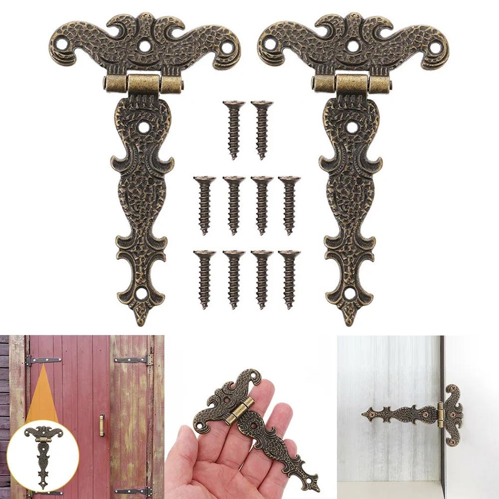 4PCS Zinc Alloy Antique T Hinges for Cabinets Wooden Boxes Vintage Style