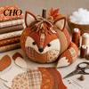 Beginner Sewing Patterns Animal Pumpkin Patchwork Kit, DIY Fox Cat Owl Craft Set Cute Kit for Adults, Home Fall Decoration Fabric Projects