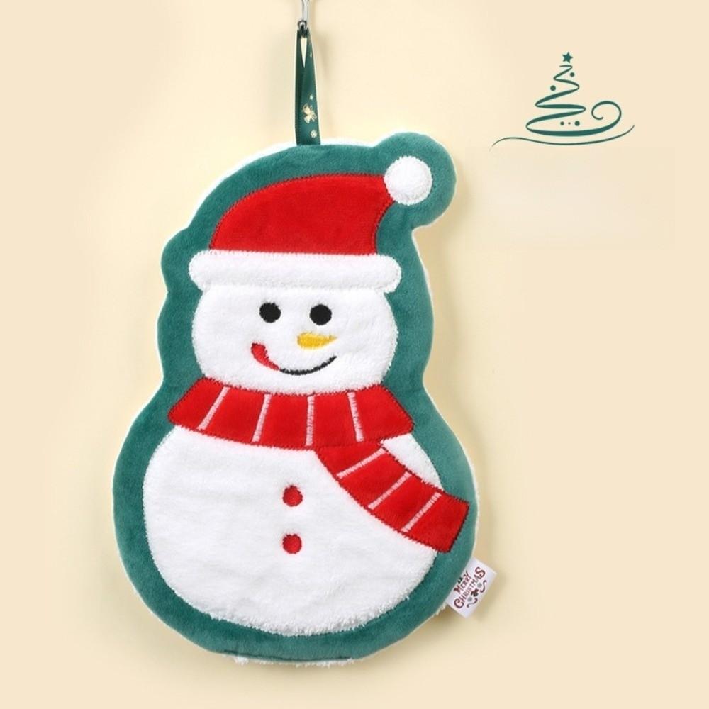 Cartoon Snowman Christmas Hand Towel Absorbent Coral Fleece Wipe Cloth Christmas Decor Quick-drying Kitchen Cleaning Rag