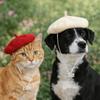 Breathable Pet Headwear Adorable Cute Pet Painter Hat Casual Style Cat Beret Hat  Photos Sessions