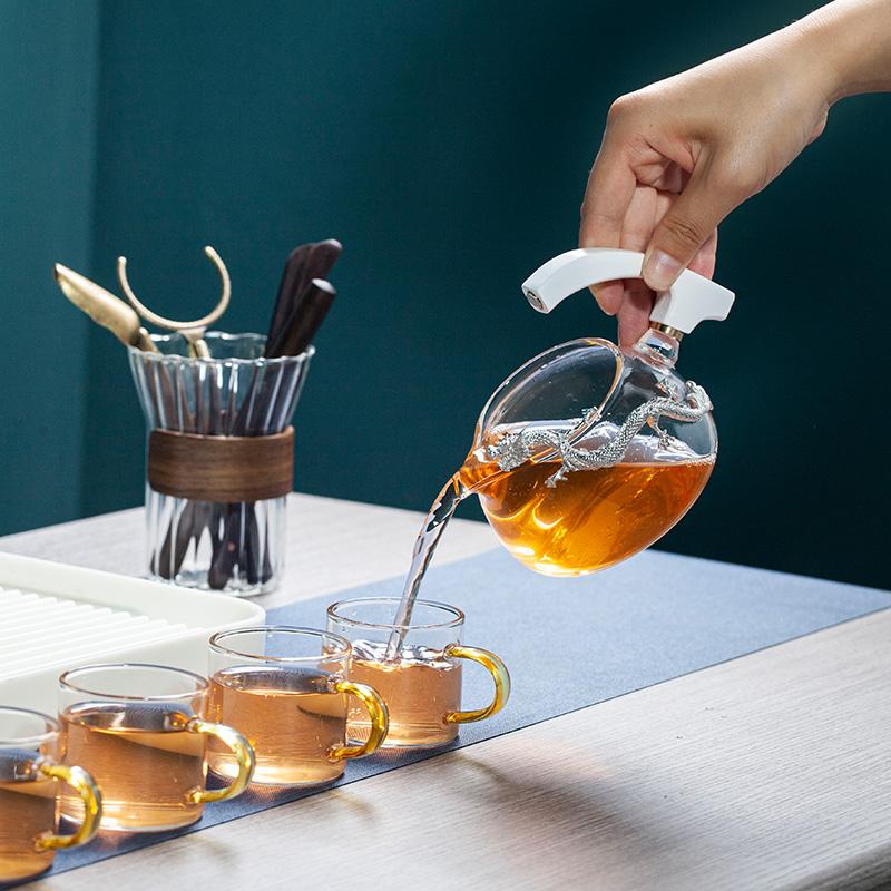 New Astronaut Creative Fish Magnetic Teapot Glass Lazy Automatic Tea Making Household Pu'er Oolong Tea Set Infuser Drinking