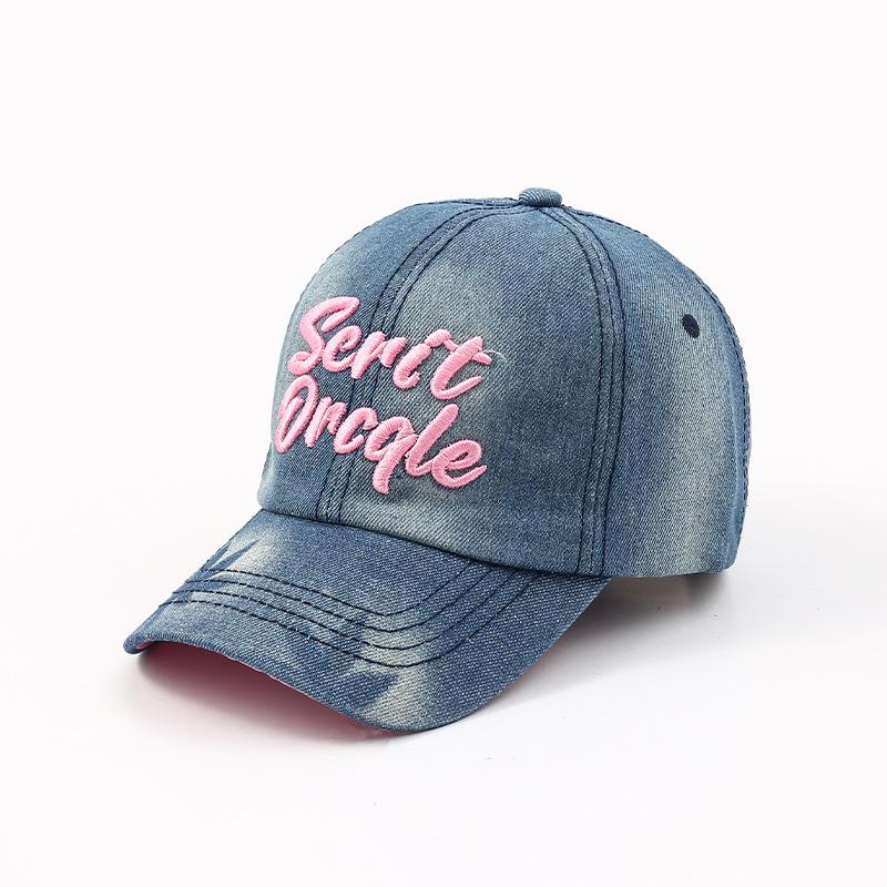 Alphabet denim baseball cap summer hat women's sunscreen cap fashion out of the street curved brim adjustable cap tide