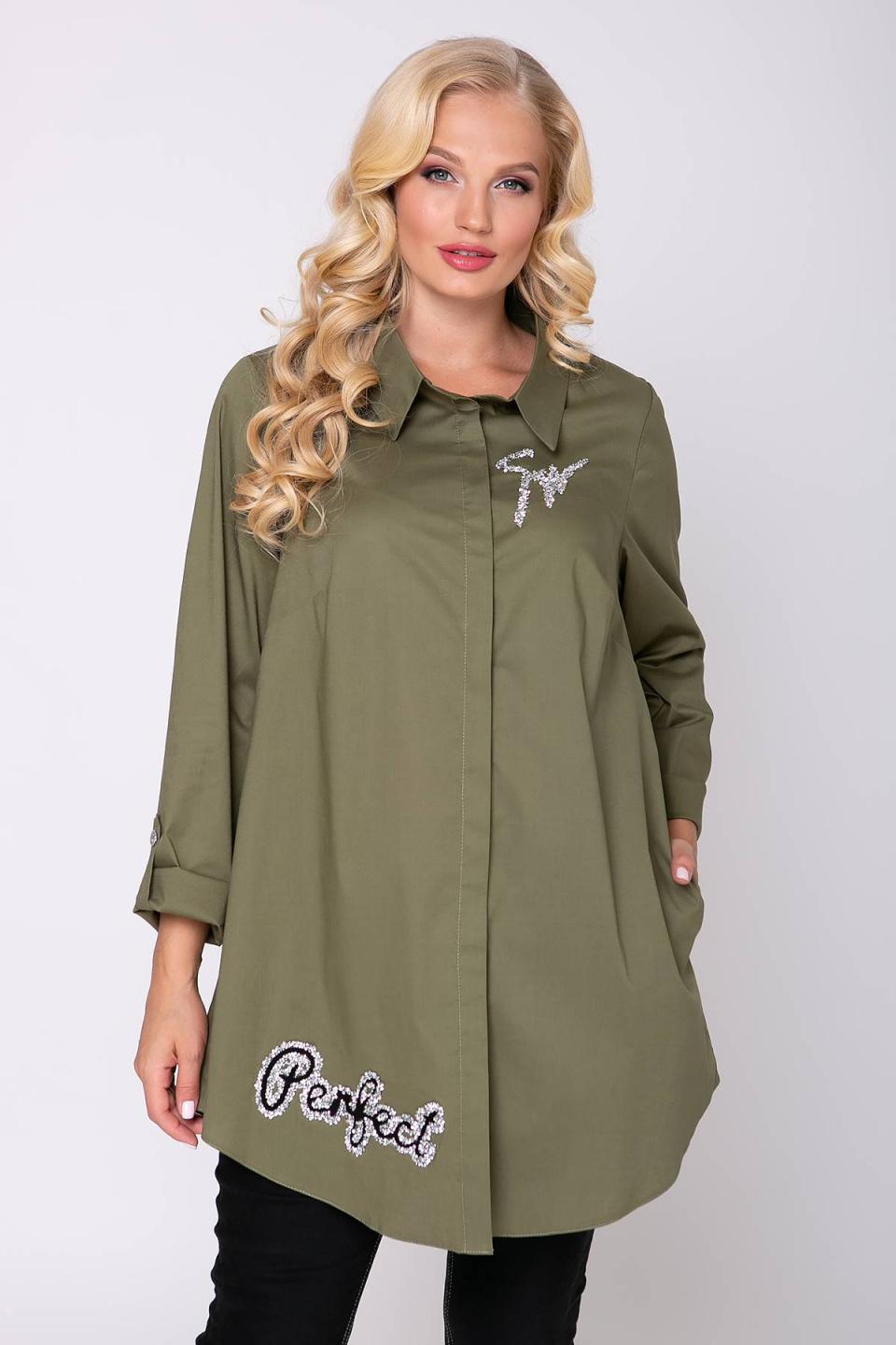 

Довга сорочка навипуск Tatiana ПЕРФЕКТ 4XL хакі