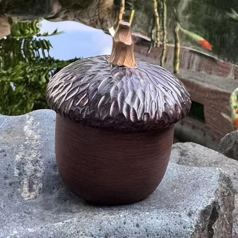 1 Stück Vintage Eichel Vorratsglas Handgefertigte Harzskulptur mit strukturierter holzähnlicher Oberfläche, Perfekt für die Aufbewahrung kleiner Gegenstände, Innen- oder Außenbereich