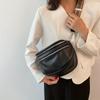 Marsupio alla moda con ampia tracolla, Borsa da petto casual a strati con cerniera multipla, Borsa a tracolla sportiva versatile