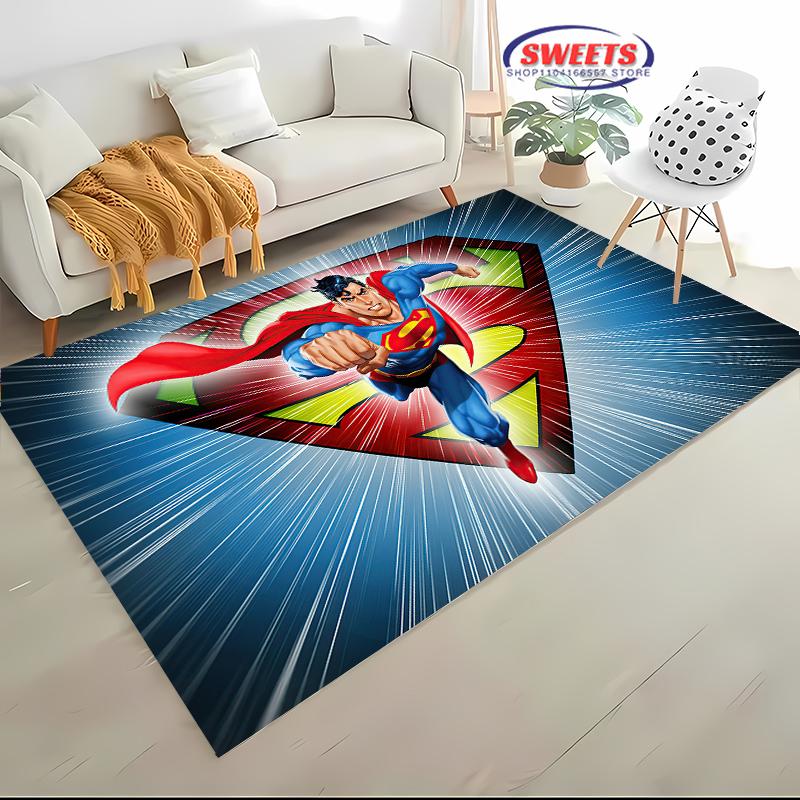 NO.1 Tappeto Classico DC Superman per Soggiorno Camera da Letto Tappetino da Letto, Tappeto Comodo Antiscivolo, Stile Moderno Semplice, Tappeto Durevole Lavabile