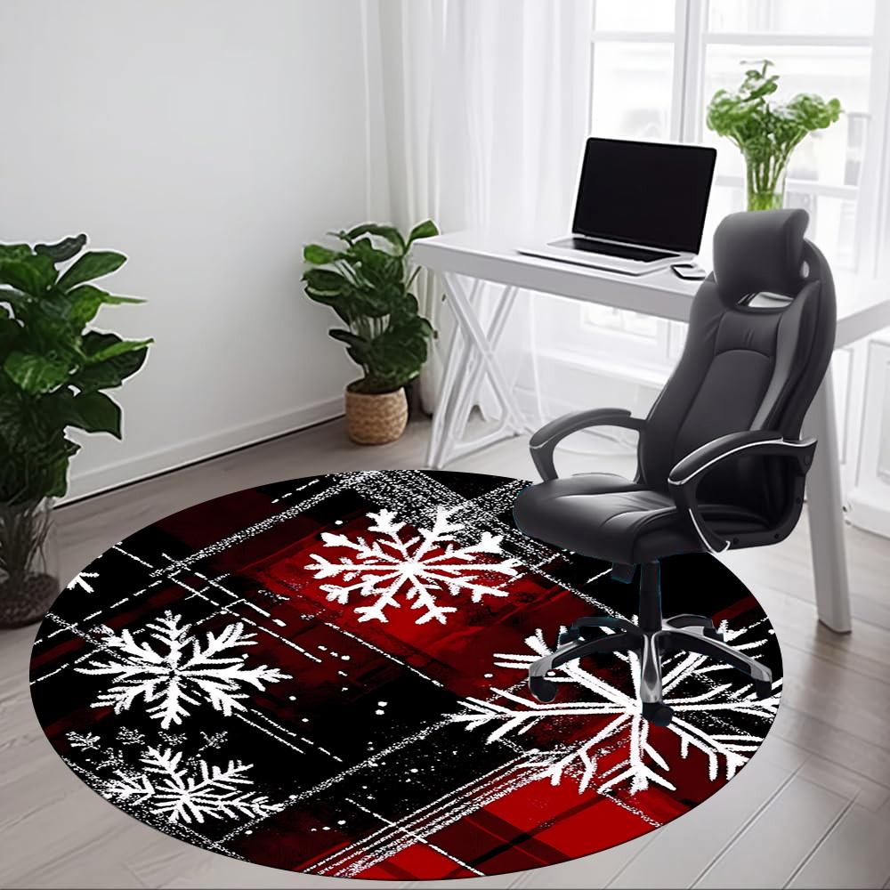 1pc Snowflake Pattern Chair Carpet for Office, Round Non Slip Durable Large Size Office Carpet, Suitable for Office