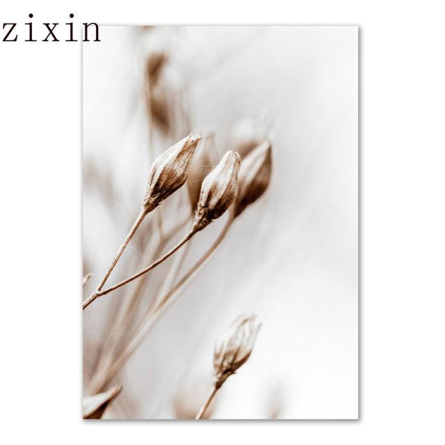 Beige Natural Wall Art Canvas Poster Print Reed Dandelion Grass Cow Canvas Painting Wall ArtPictures for Living Room Decorative