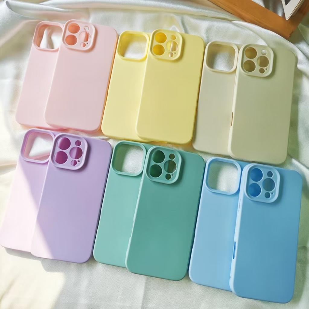 Large Hole Candy Solid Color Glutinous Rice Phone Case Compatible with Apple 17/16 Pro Max Phone Protective Cover Material Full Coverage