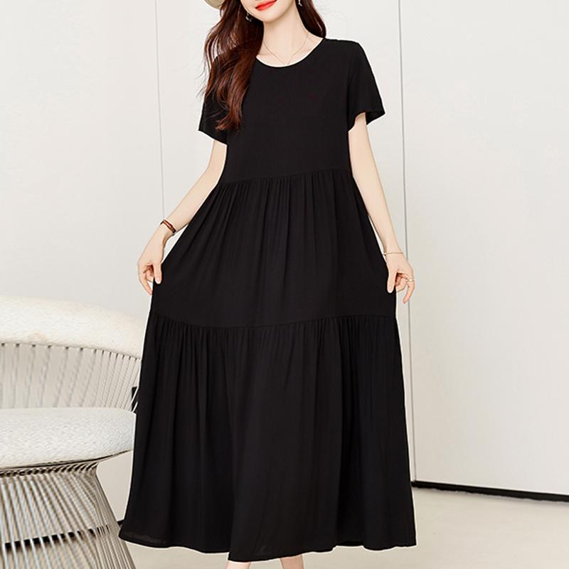 Elegant Dresses Woman Casual Short Sleeve Long Dresses Summer Plus Size Women's Clothing
