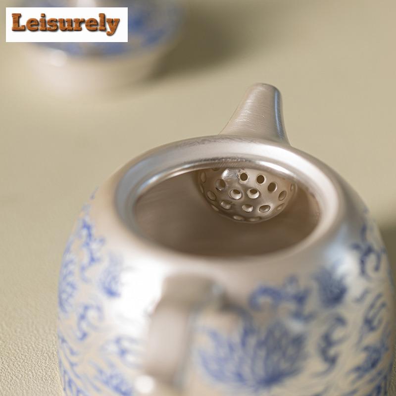 180ml Gilt Silver Step-by-step Lotus Well-railing Teapot Elegant Tea Infuser Pot Tea Soaking Kettle With Ball Hole For Tea Craft