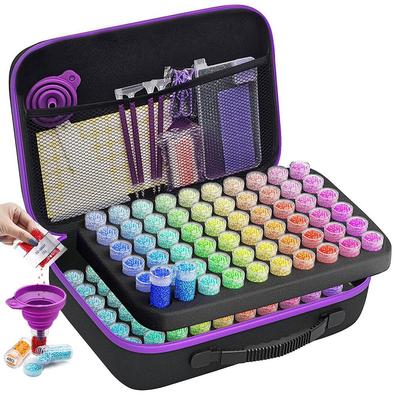 Bolsa de Almacenamiento de Herramientas de Pintura de Diamantes DIY con 30, 60 y 120 Rejillas Sub-Empaquetadas Botella de Diamantes de 10g Bolso de Mano