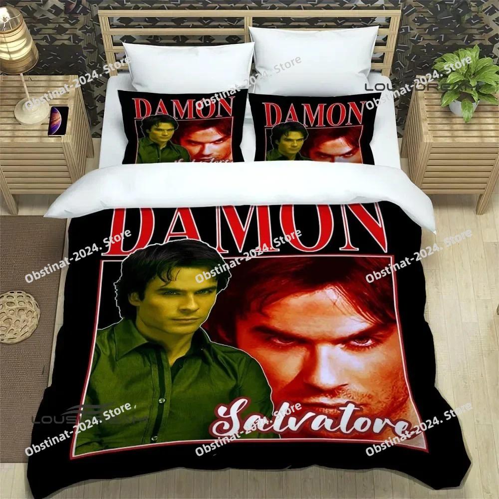 The Vampire Diaries Damon Salvatore Bettwäsche-Sets exquisites Bettwaren-Set Bettbezug Bettdecke-Set Bettwäsche Zimmerdekoration