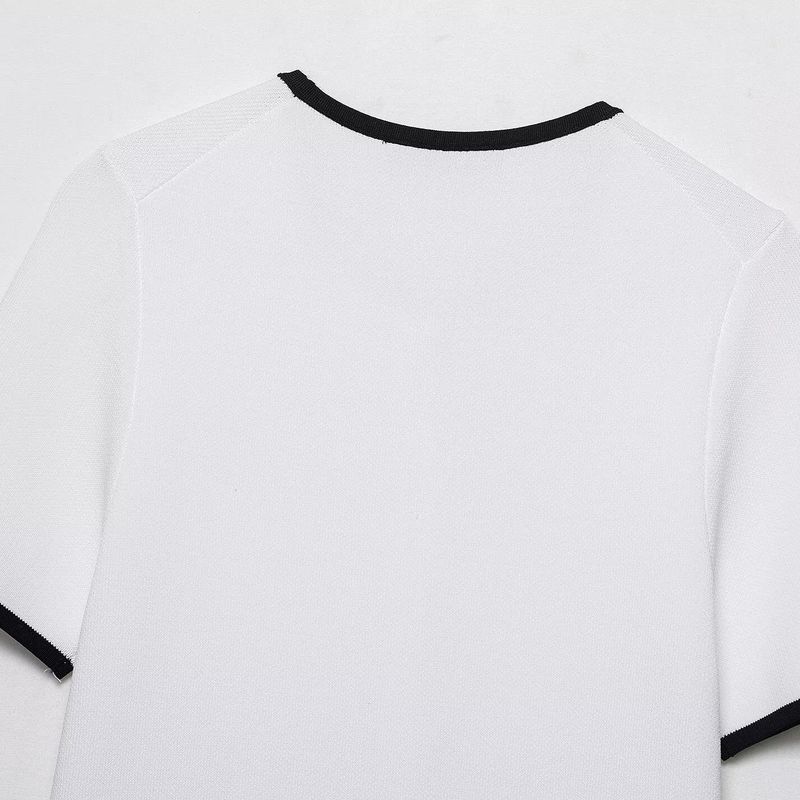 Kaslead New Women clothes Western Style Fashion Simple Contrast Color Trim Knitted Outerwear 5536192