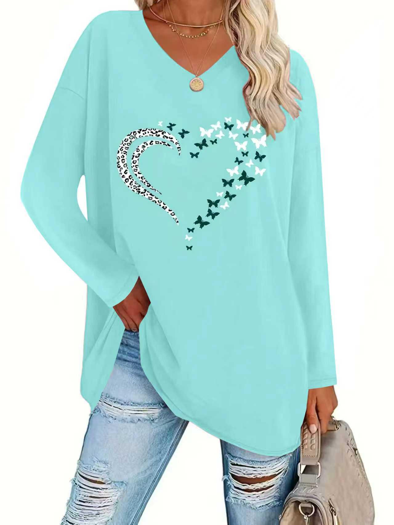 

Elegant Autumn/Winter 2025 Women s Leopard & Butterfly Print Loose Dress 5XL озеро синього кольору