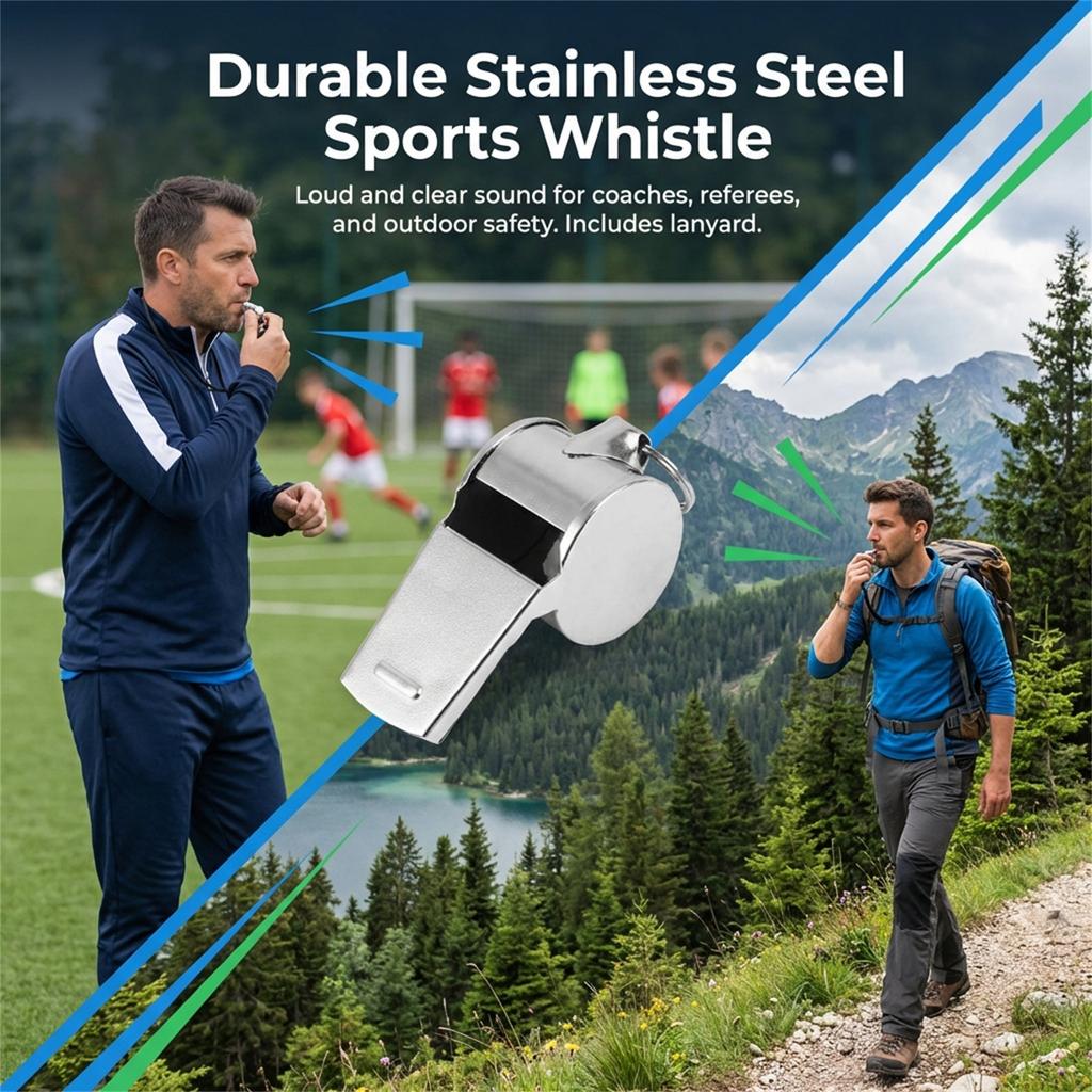 Stainless Steel Whistle for Sports and Outdoor Activities Durable High-Decibel Ergonomic Design Portable