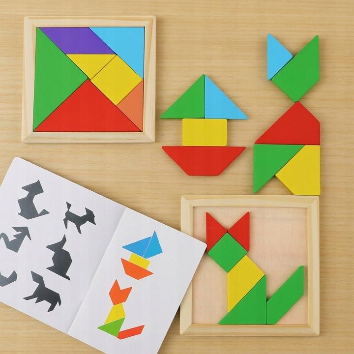 Tangram Mini Gra Logiczna Układanka Kreatywna Klocki Drewniane Puzzle