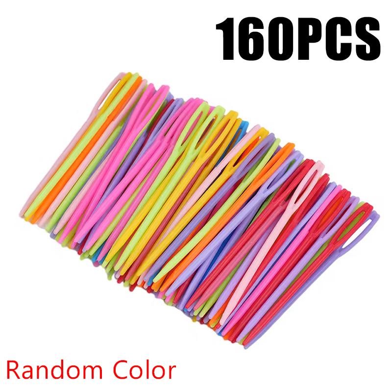 80/160PCS Colorful Knitting Needles Plastic Sewing Needle 7cm Size Large Eye Sweater Weaving Sewing Needle Craft Accessories ZYF