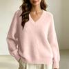 Women's Casual V-Neck Pullover Sweater for Cozy Everyday Wear