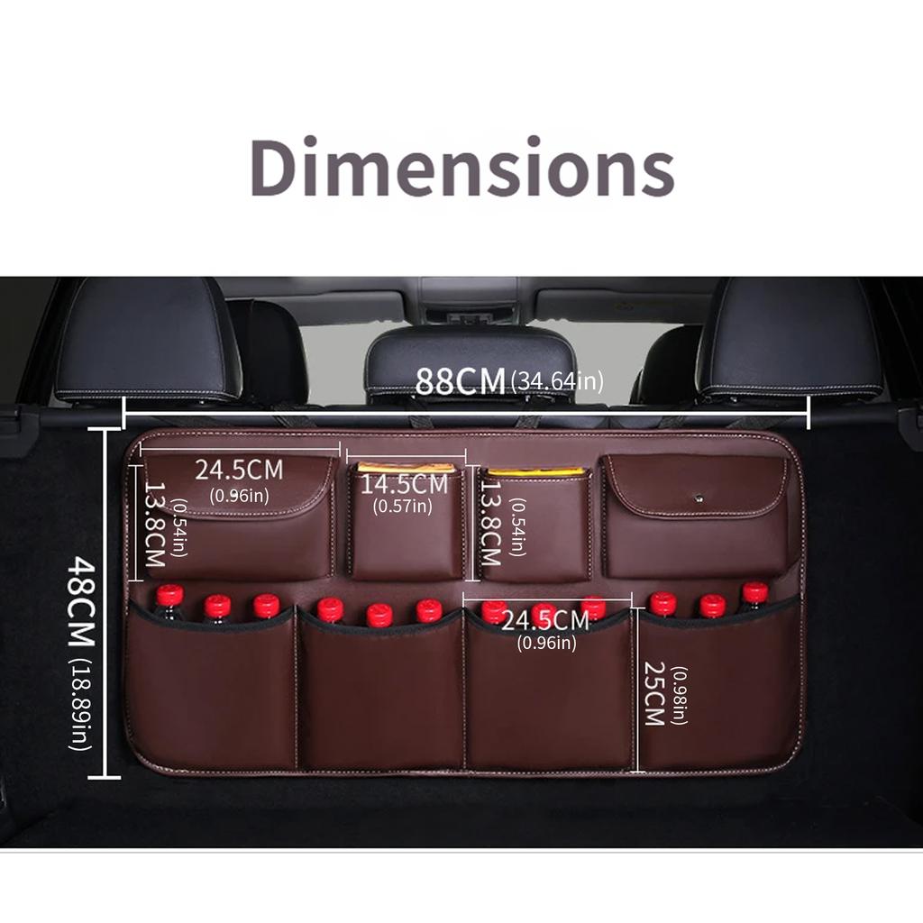 Universal Car Seat Back Organizers With Multiple Pockets Waterproof PU Fabric For Family Travel Storage Solution