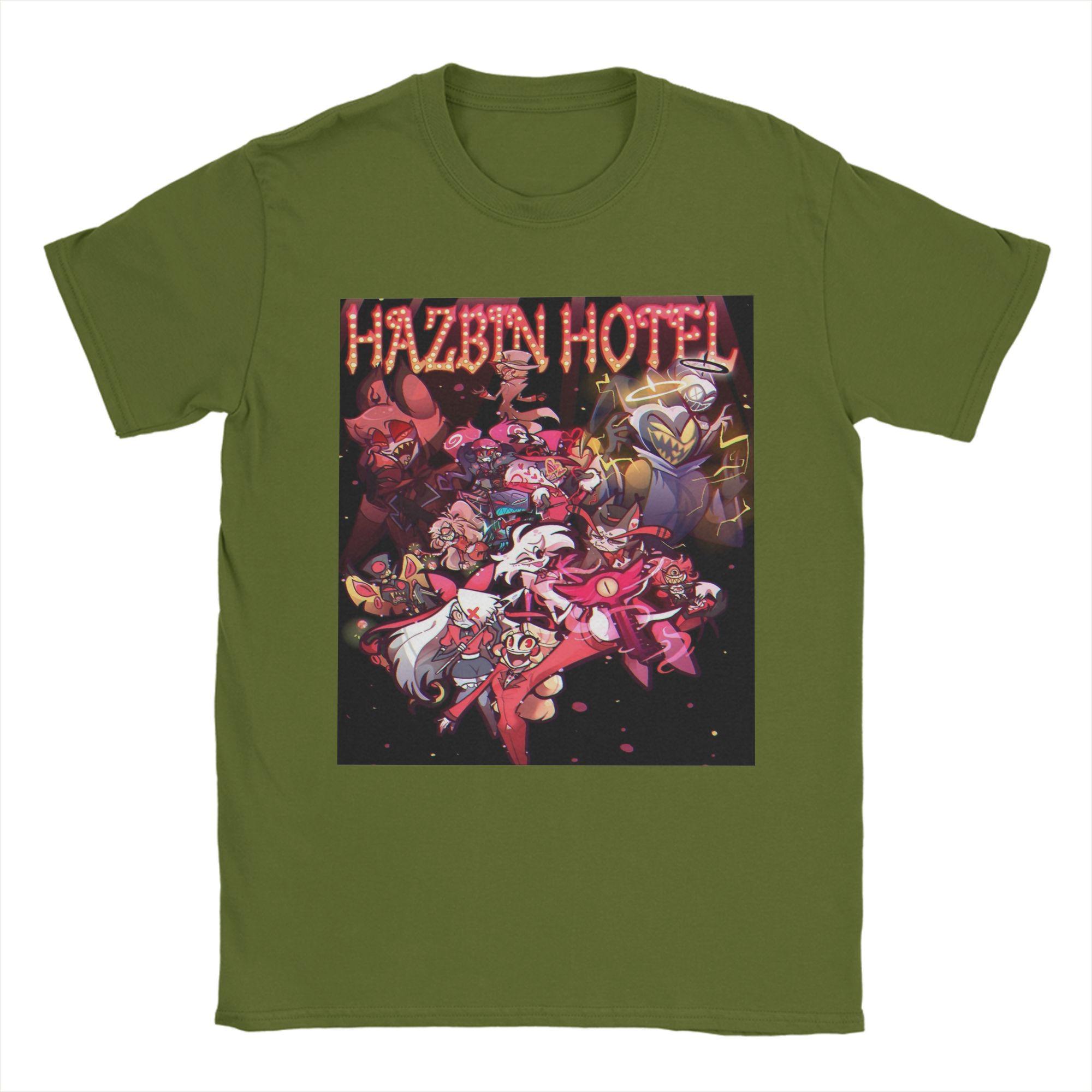 

Винтажные аниме-футболки Hazbins Hotels Alastor для мужчин с круглым вырезом, 100% хлопок, футболки с коротким рукавом, уникальная одежда 4XL