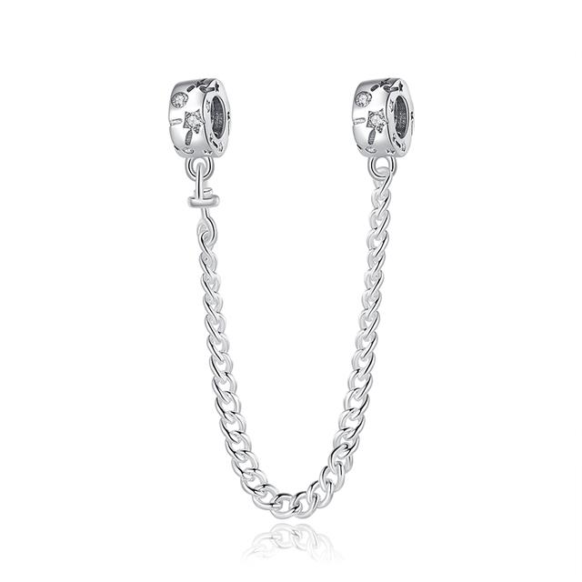 Nový 925 Sterling Silver Sparkling Pav éCrown O Tree Bezpečnostní řetízek Přívěsek Korálky Temperament Náramek Ženy Šperky Dárek