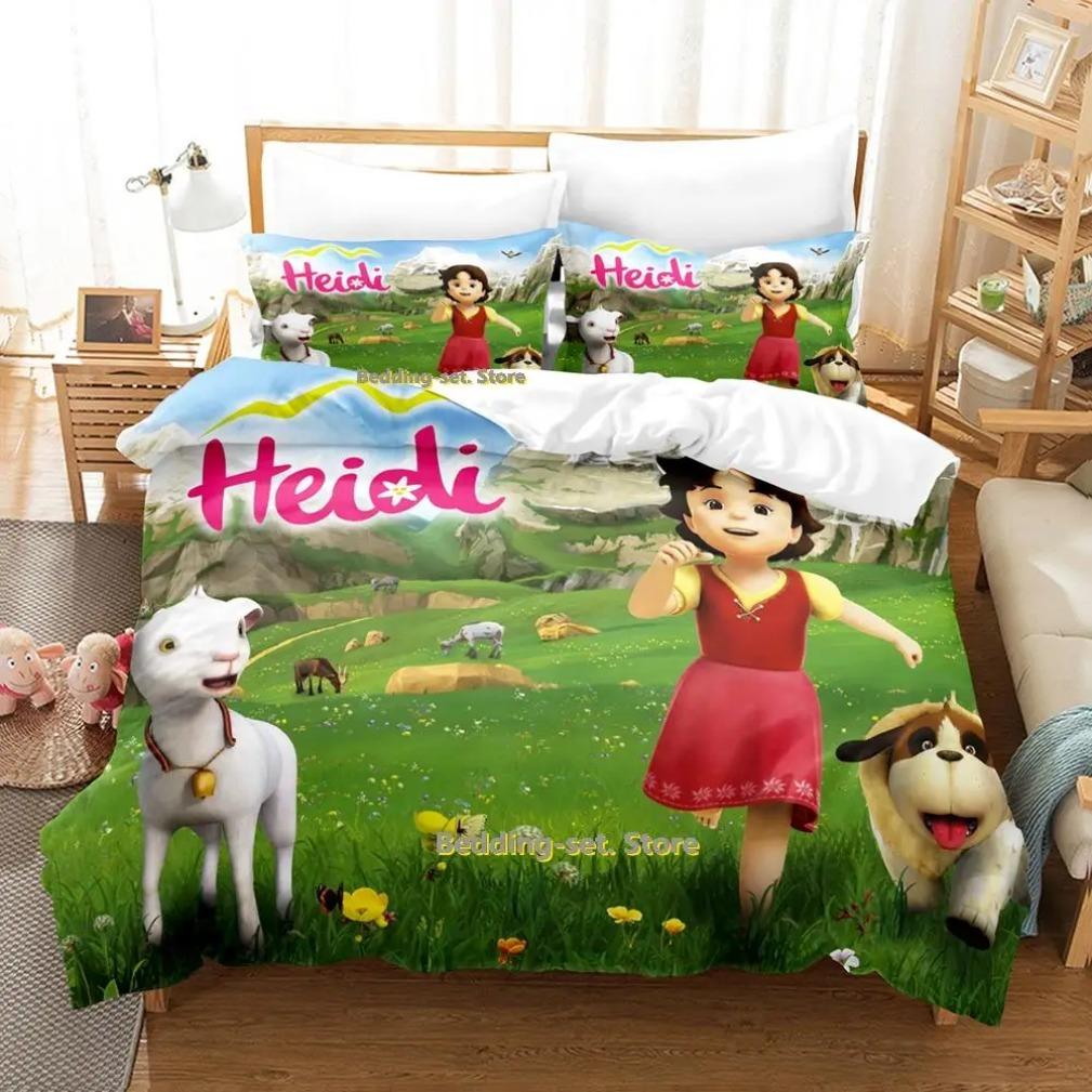 

Постільна білизна Діва Альп, Постільна білизна Дівчинка з Альп Гейді, Кумедна підодіяльник з мультяшним принтом Гейді та її сім ї 155x220cm 3pcs
