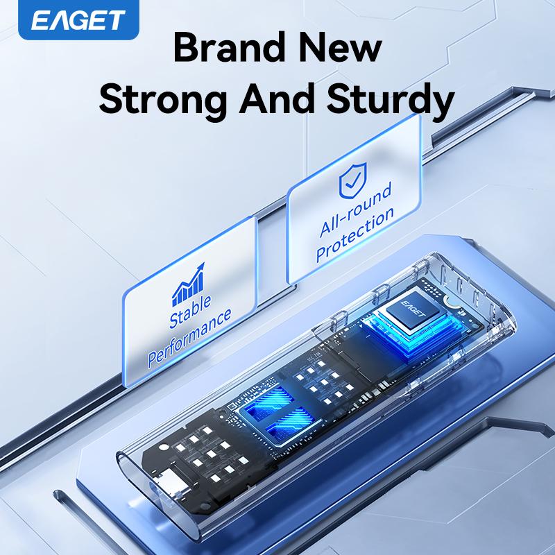 EAGET Fingerprint encryption External SSD 540MB/s Portable SSD External Solid State Drive USB 3.2 Gen2 Type-C SSD Compatible for PC, Laptops
